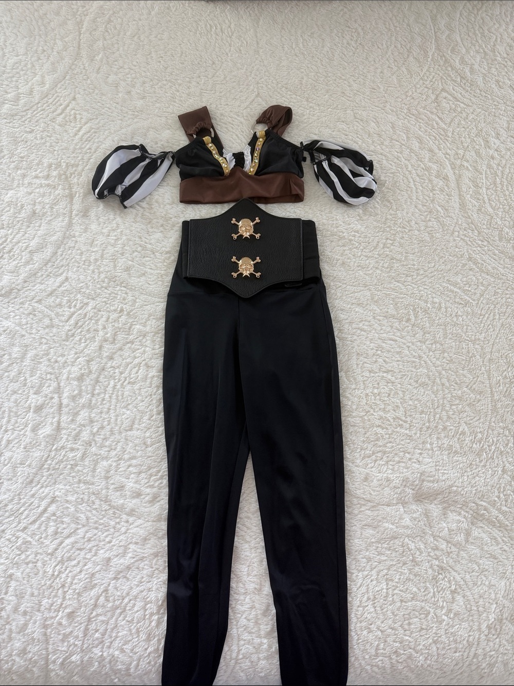 Pirate-Inspired Kids Dance Costume Set in Black and Brown